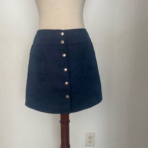 Miracle Eye Navy Button-Up Mini Skirt small